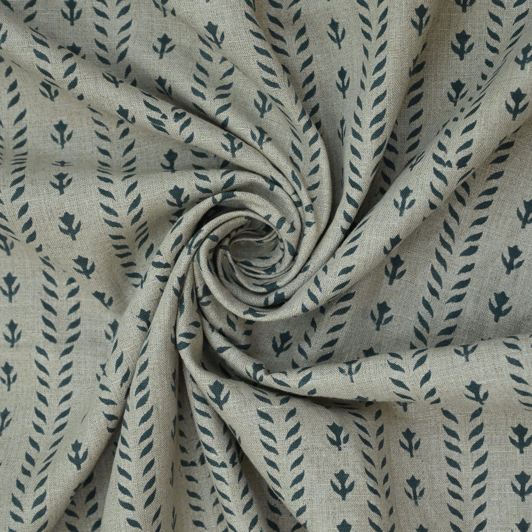 Artisan Block Print Linen Fabric -  6