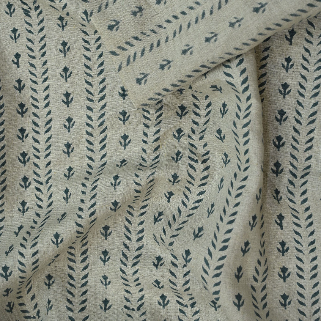 Artisan Block Print Linen Fabric -  6