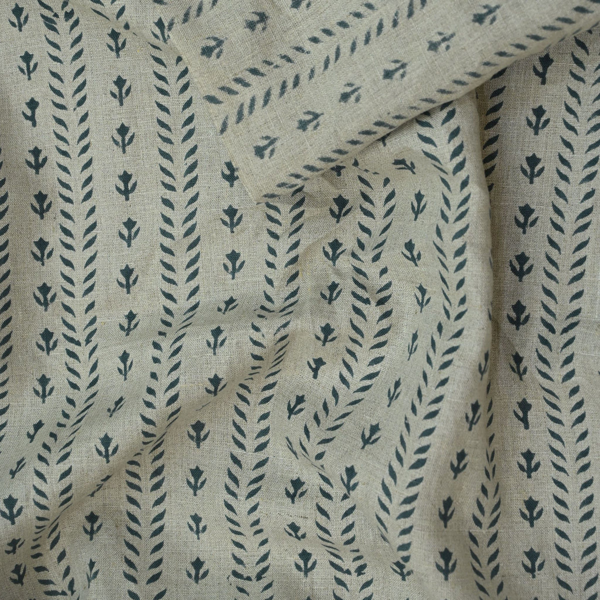 Alexa Floral Linen Block Print Fabric