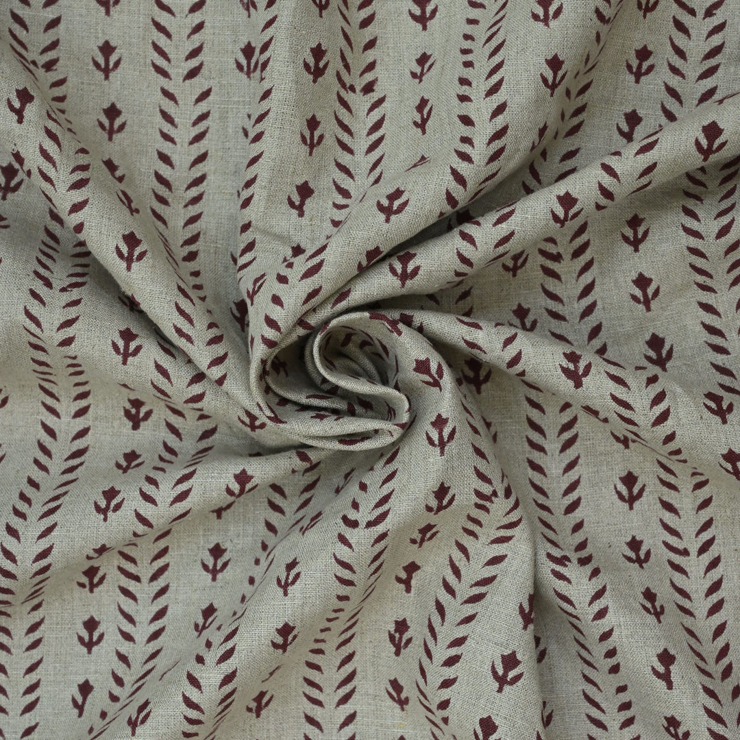 Artisan Block Print Linen Fabric -  6
