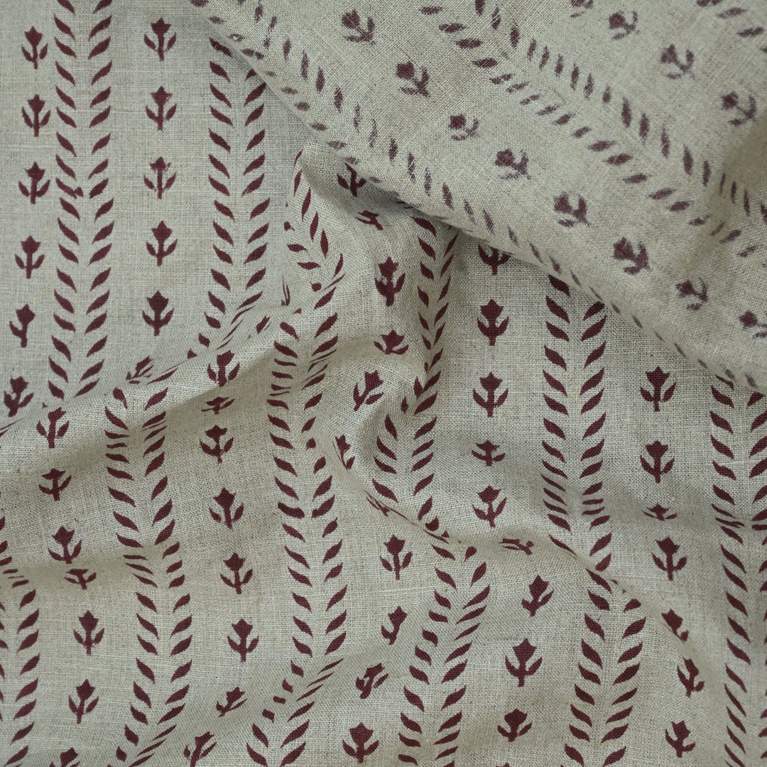 Artisan Block Print Linen Fabric -  6