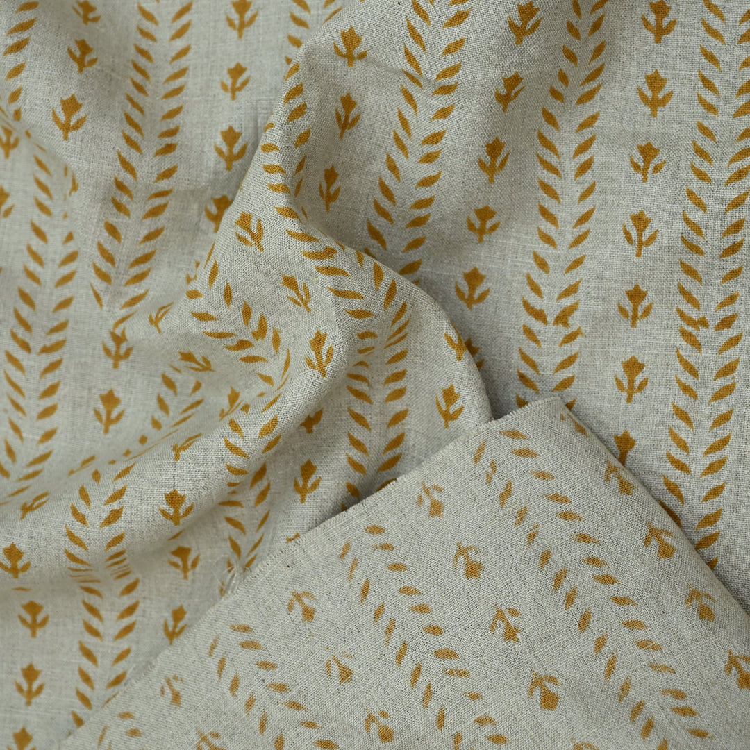 Artisan Block Print Linen Fabric -  6