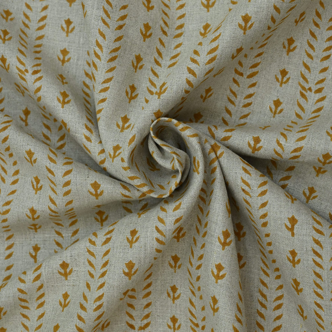 Artisan Block Print Linen Fabric -  6