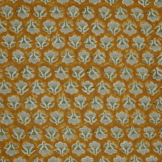 Madeline Floral Linen Block Print Fabric