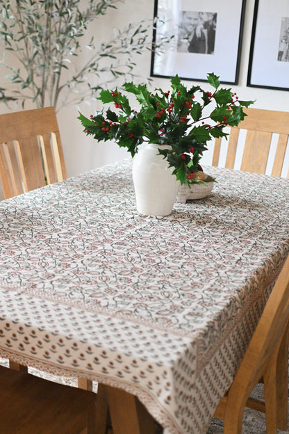 Chloe Floral Block Print Tablecloth