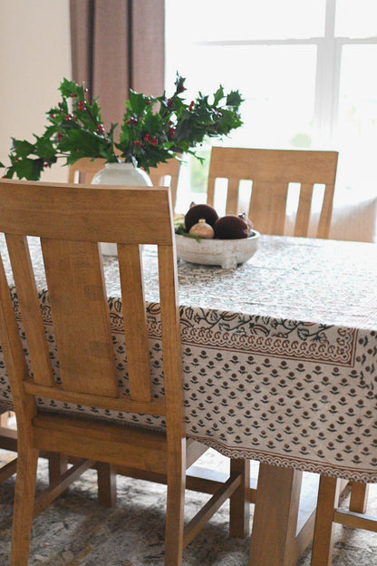 Chloe Floral Block Print Tablecloth
