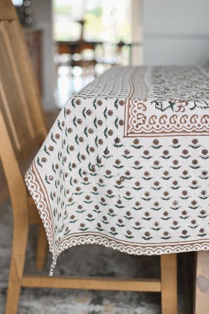 Chloe Floral Block Print Tablecloth