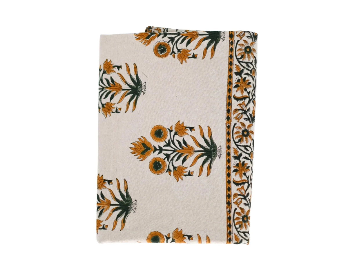Henry Floral Block Print Tablecloth - Maple Village Lane
