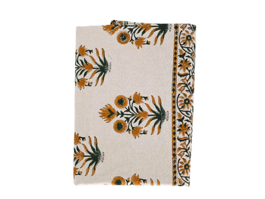 Henry Floral Block Print Tablecloth - Maple Village Lane