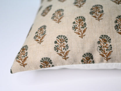 Pearl Floral Block Print Pillow Cover