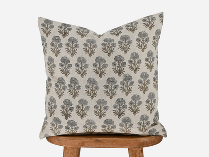 Celeste Olive Bronze Block Print Pillow Cover