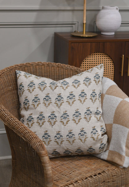 Camila Muted Olive Block Print Pillow Cover