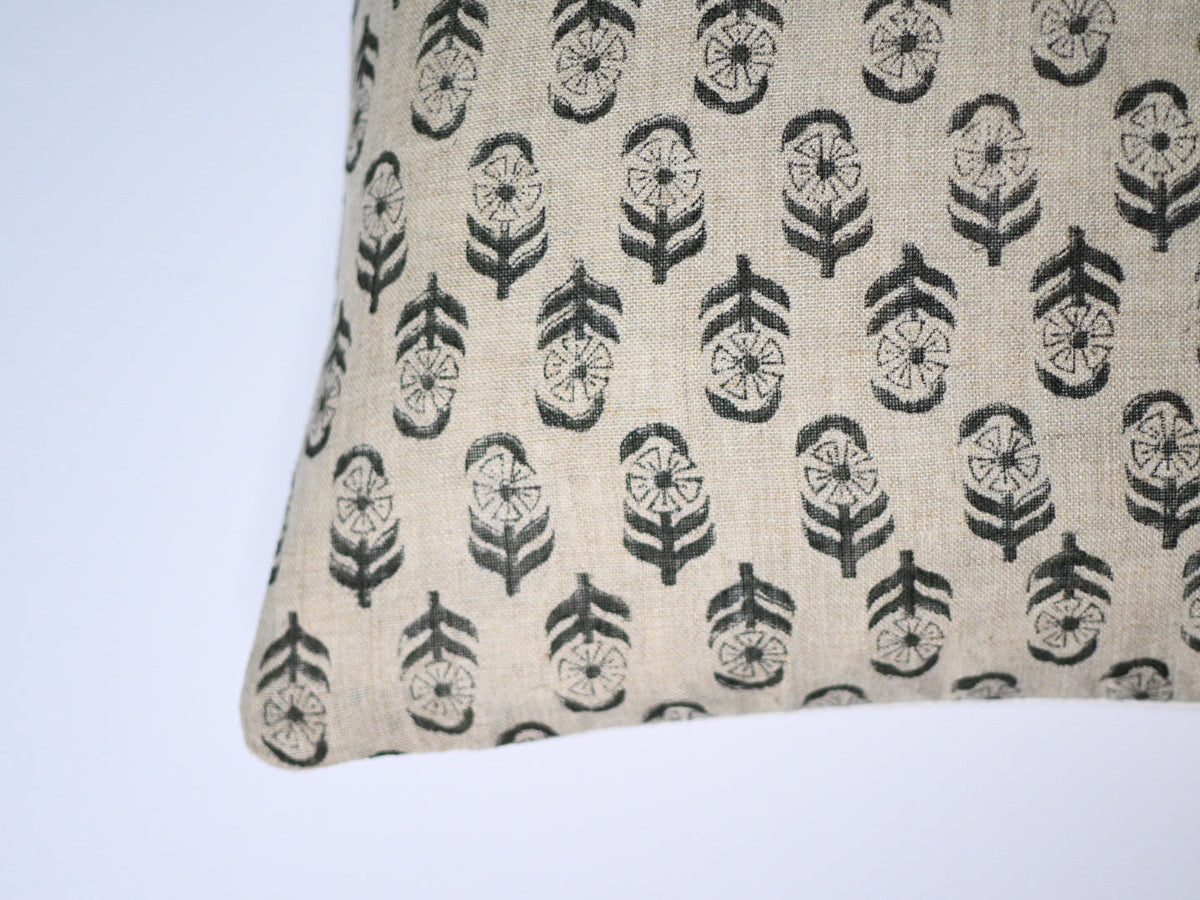 Yavelle Charcoal Block Print Pillow Cover