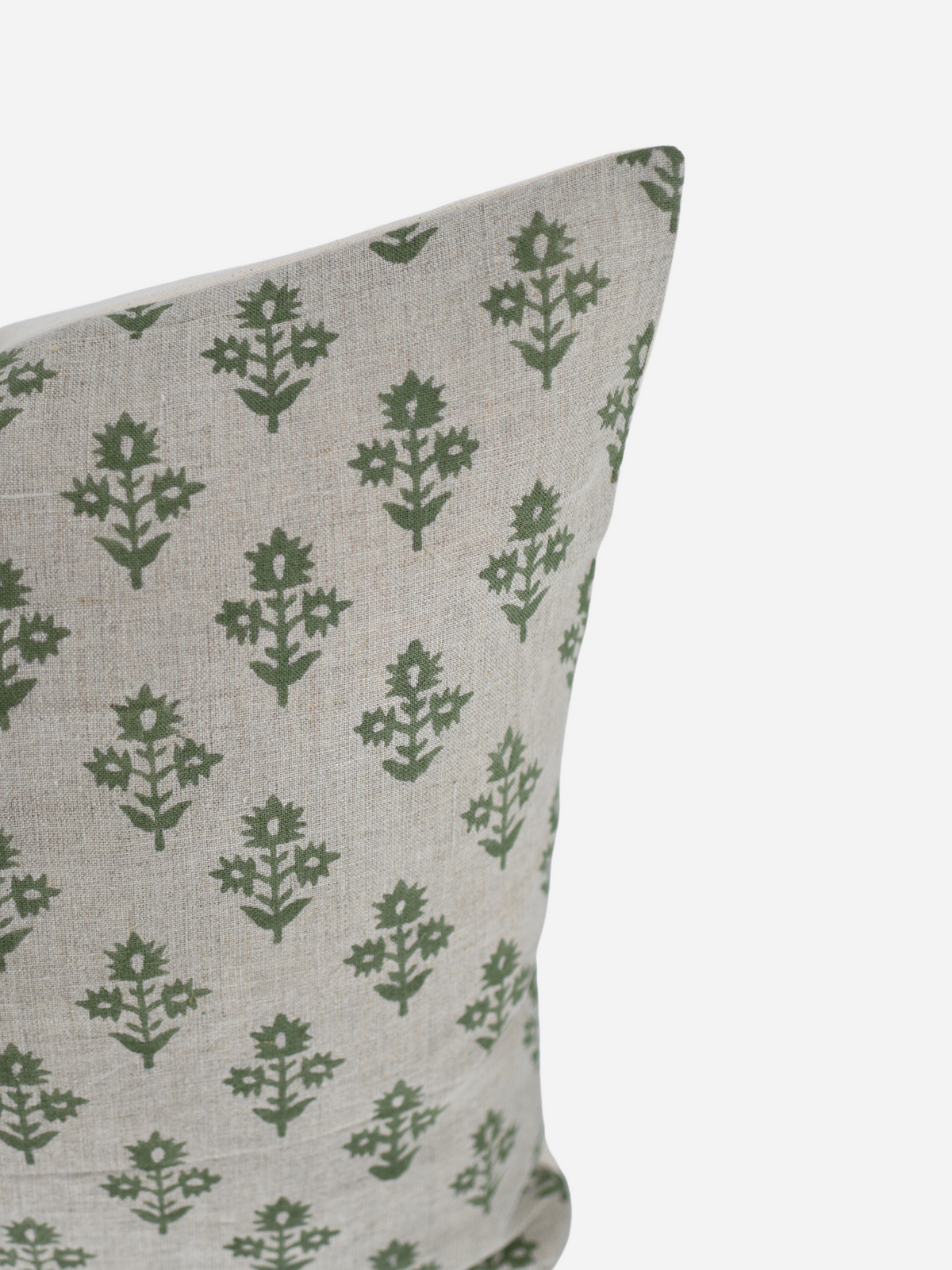Annette Sage Olive Green Block Print Pillow Cover