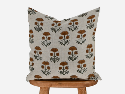 Celeste Warm Ochre Rust Block Print Pillow Cover