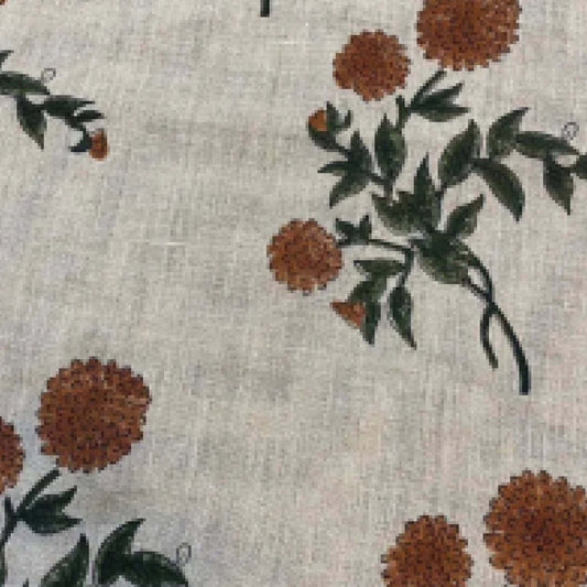 Mary Hand Block Printed Linen Fabric