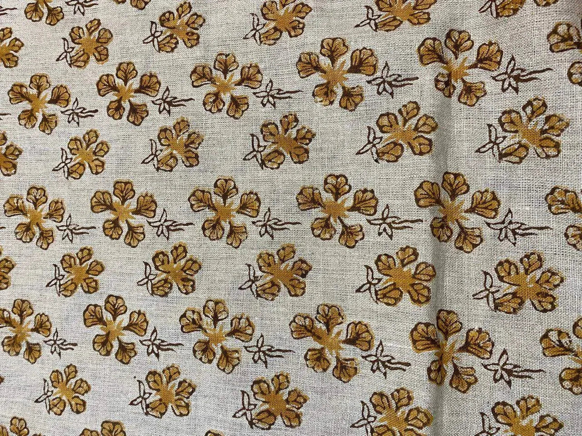 Hand Block Printed Linen Fabric , Home Decor Best Linen Fabric for decor, pillows ,upholstery, curtain 2 - Maple Village Lane