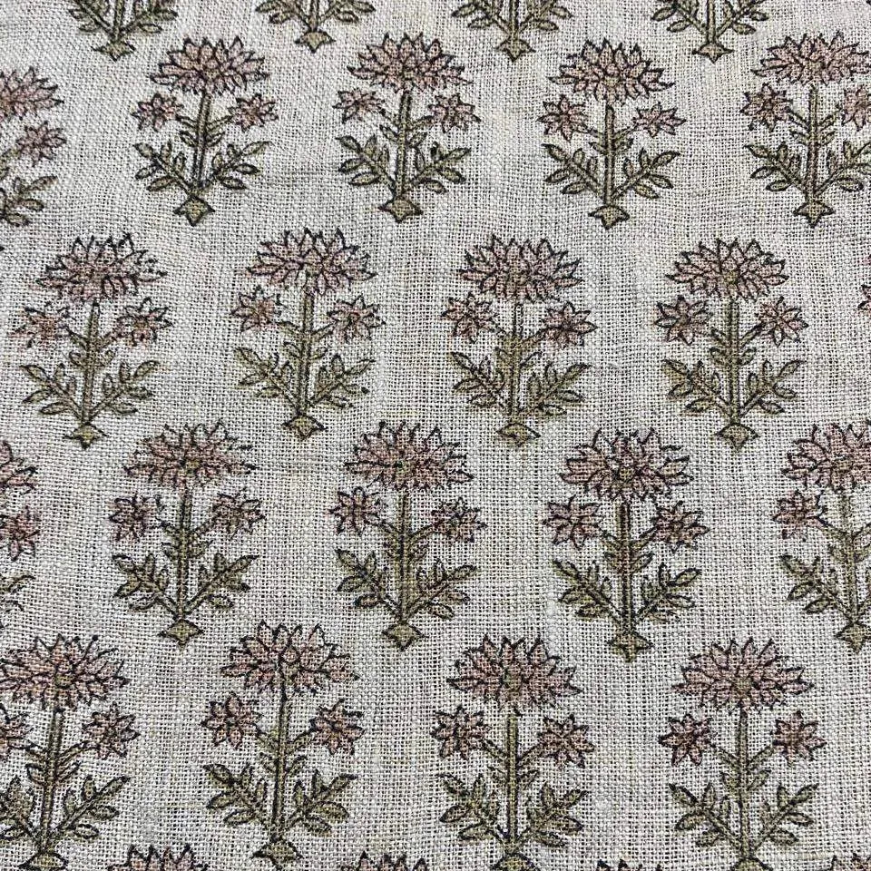 Hand Block Printed Linen Fabric , Home Decor Best Linen Fabric for decor, pillows ,upholstery, curtain 5 - Maple Village Lane