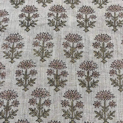 Hand Block Printed Linen Fabric , Home Decor Best Linen Fabric for decor, pillows ,upholstery, curtain 5 - Maple Village Lane