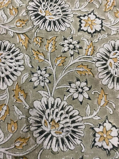 Alexis Floral Linen Block Print Fabric