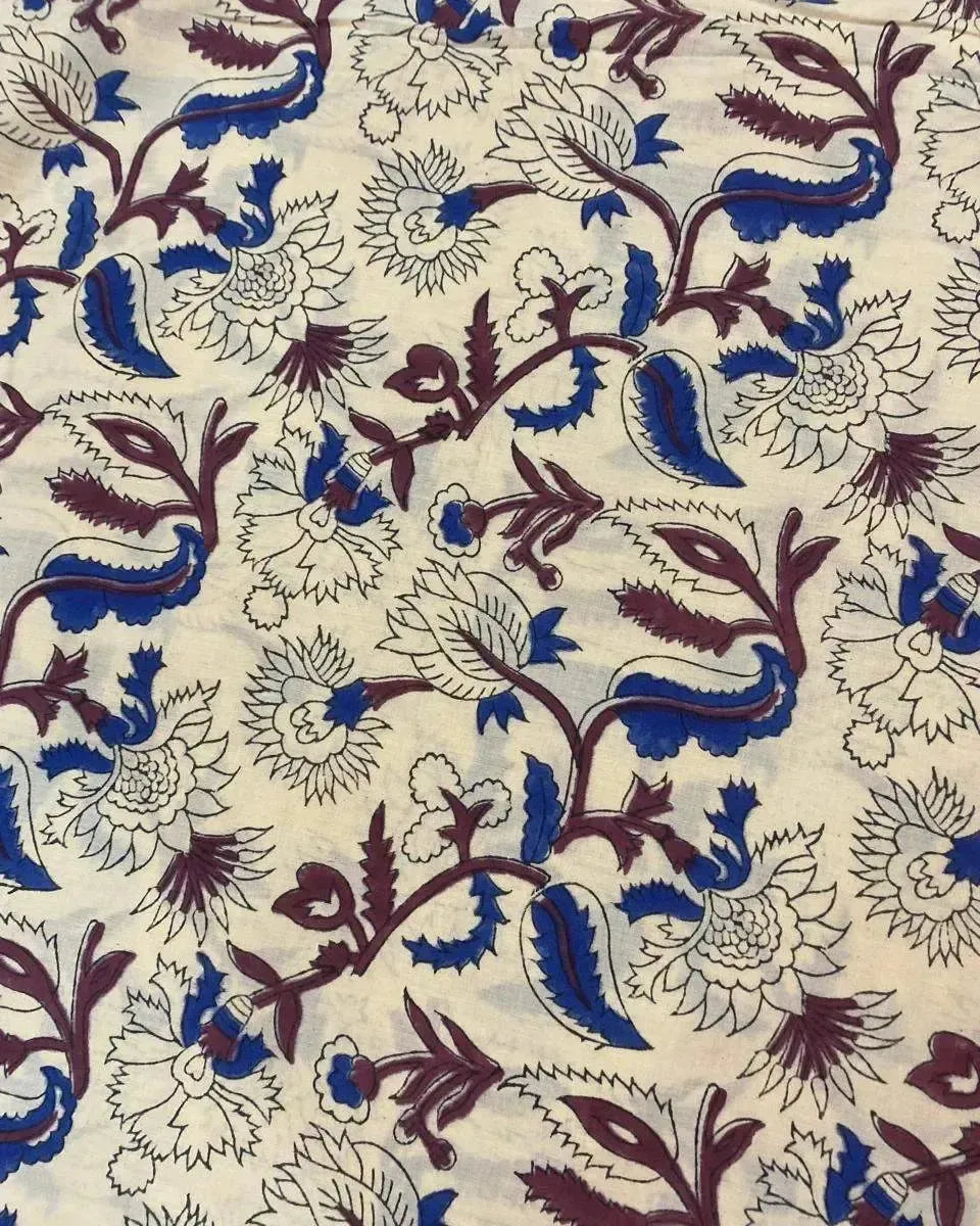 Rindle Floral Hand Block Print Cotton Fabric