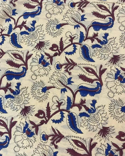 Rindle Floral Hand Block Print Cotton Fabric