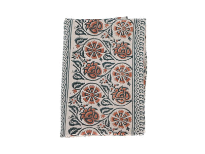 Salmon Floral Block Print Tablecloth - Maple Village Lane