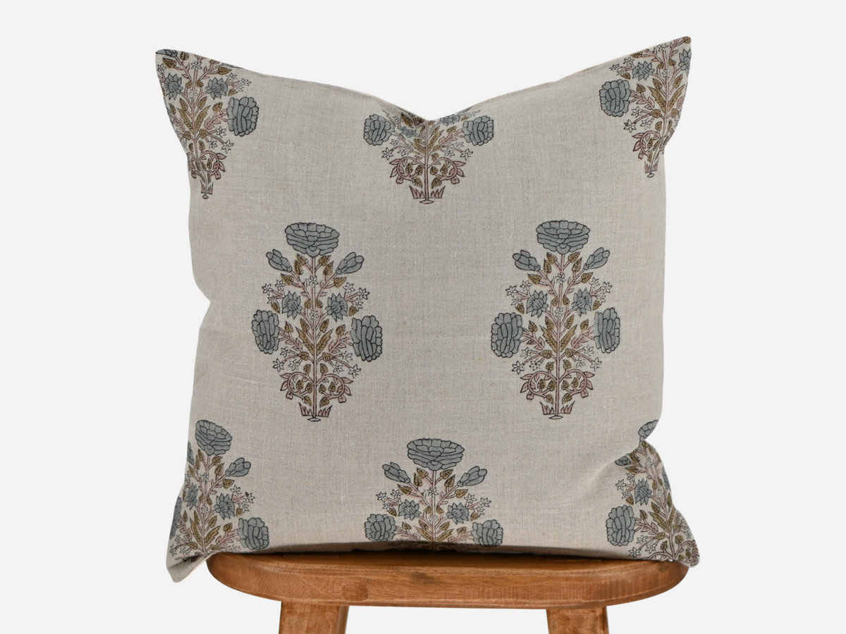 Elyse Ochre Gold Block Print Pillow Cover