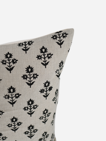 Annette Charcoal Black Block Print Pillow Cover