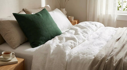 Aral Dark Green Solid Linen Pillow Cover