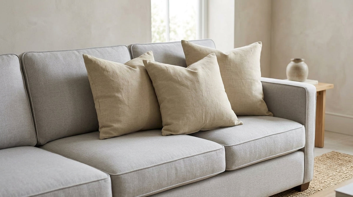 Rale Beige solid Linen Pillow Cover