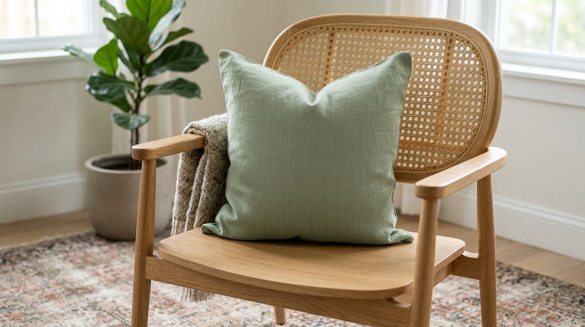 Avenv Soft Olive Solid Linen Pillow Cover
