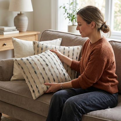 Joel Beige Stripe  Cushion Cover