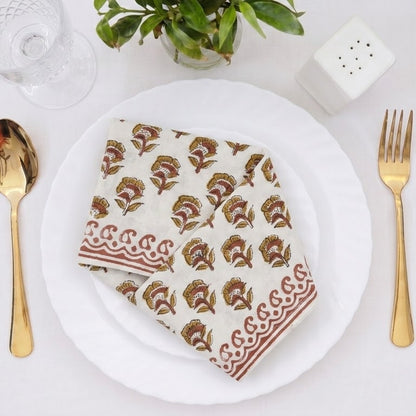 Spice Floral Motif Dinner Napkin
