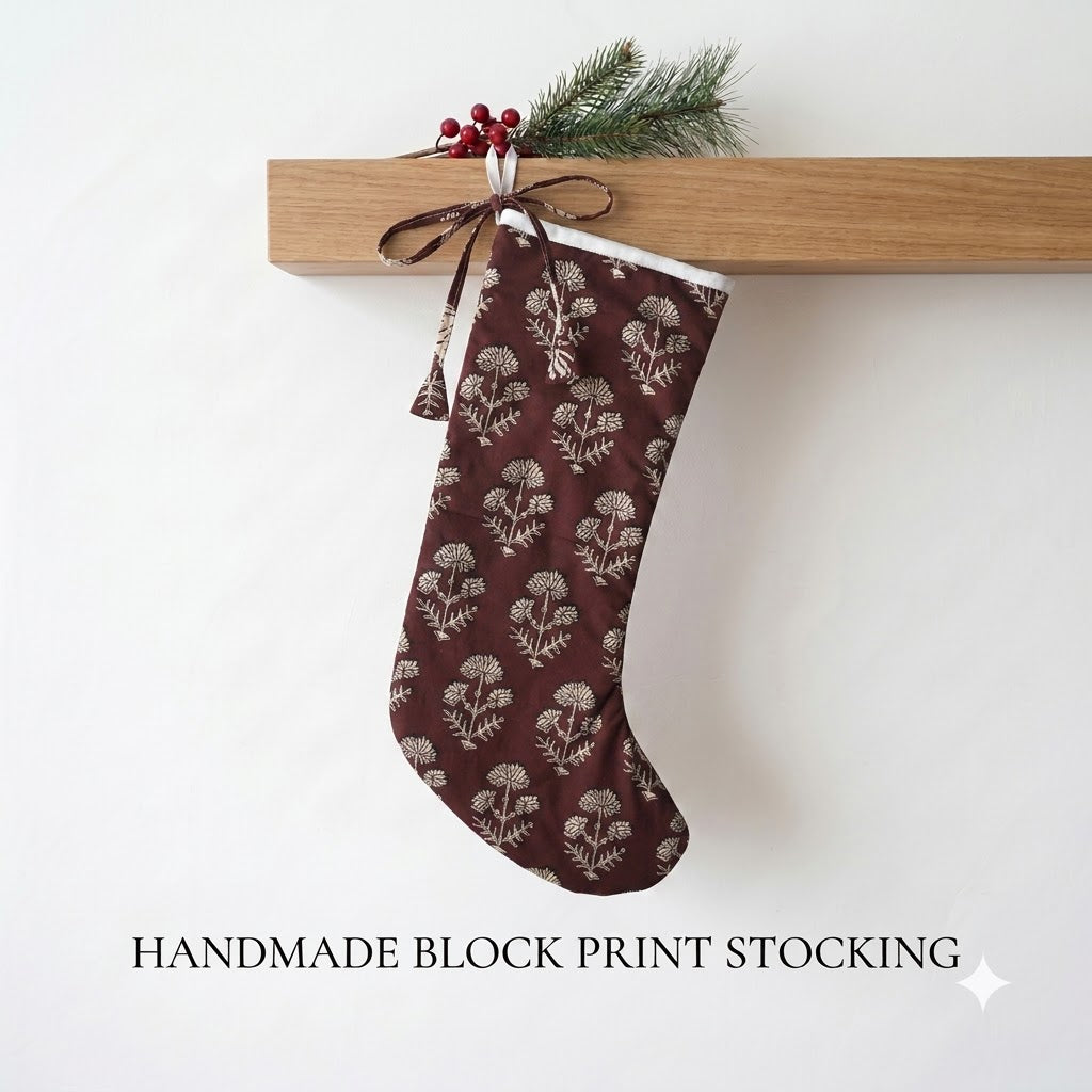 Burgundy Cypress Floral Stocking