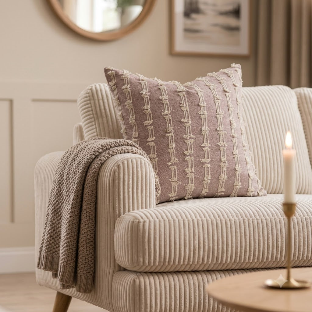 Neil Blush Pink Textured Cushion Cover
