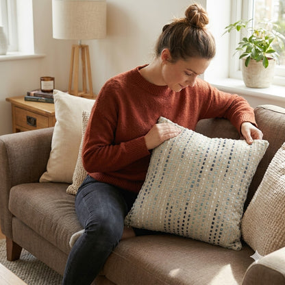 Omar Blue Striped Cushion Cover