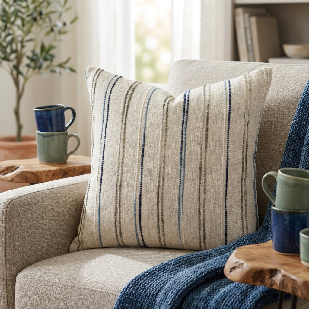 Rex Costal Blue line Cushion Cover