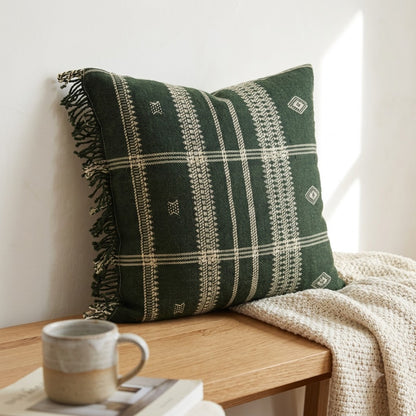 SCOTT ARSTISANAL GREEN FRINGED CUSHION
