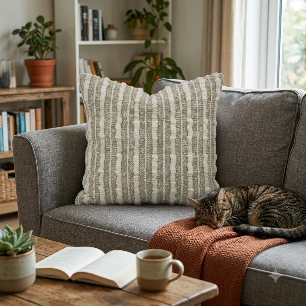 Quentin Sage Textured Cushion  Cover
