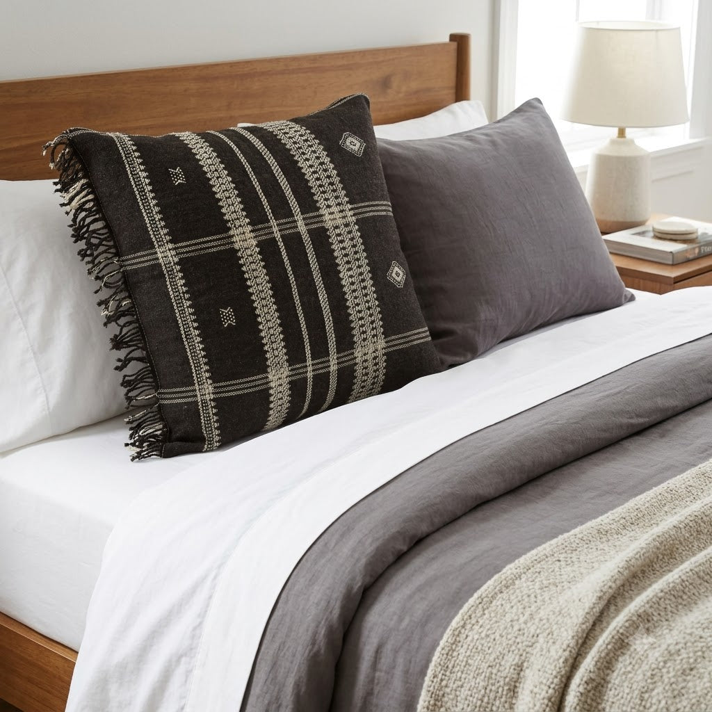 DENNIS BLACK AND WHITE STRIPE CUSHION