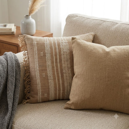 SAMUEL MONOCHROME FRINGED CUSHION