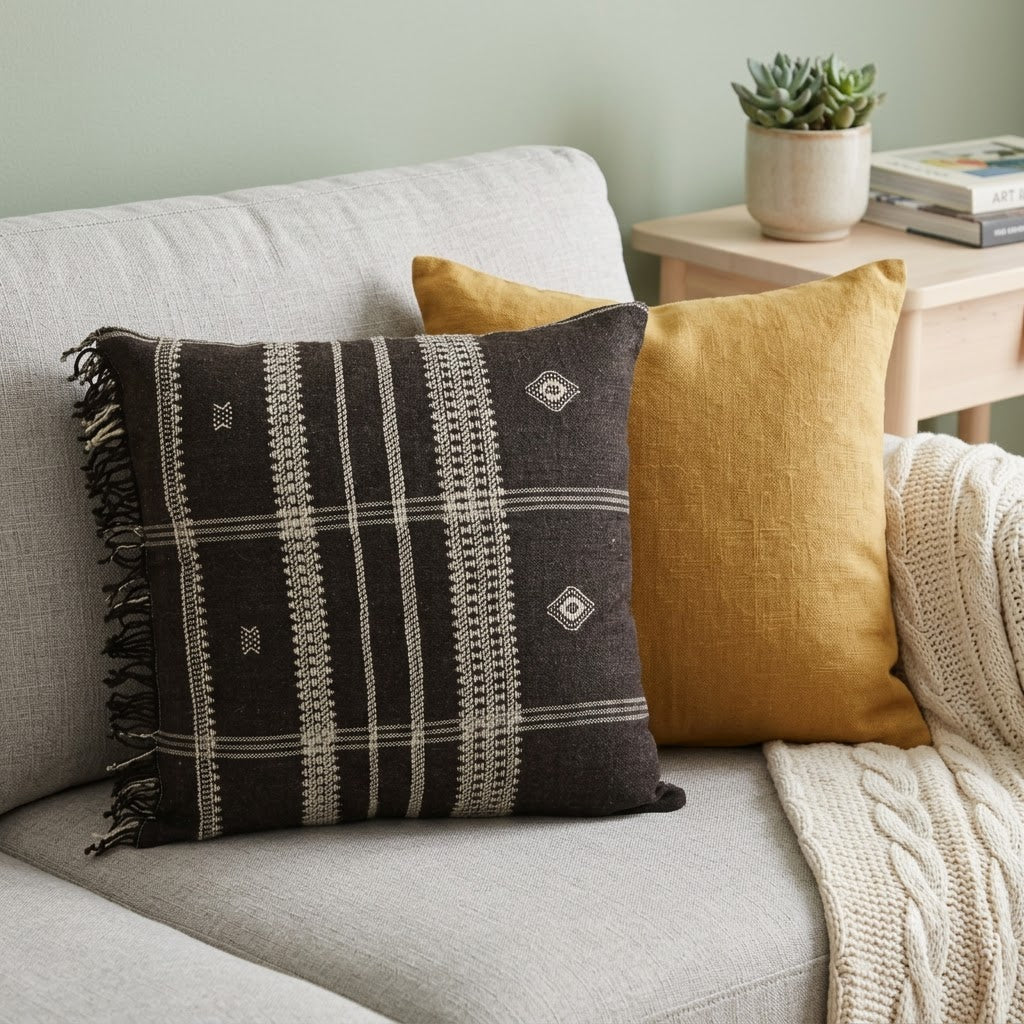 DENNIS BLACK AND WHITE STRIPE CUSHION