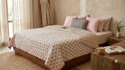 Asher Floral Hand Block Printed Quilt