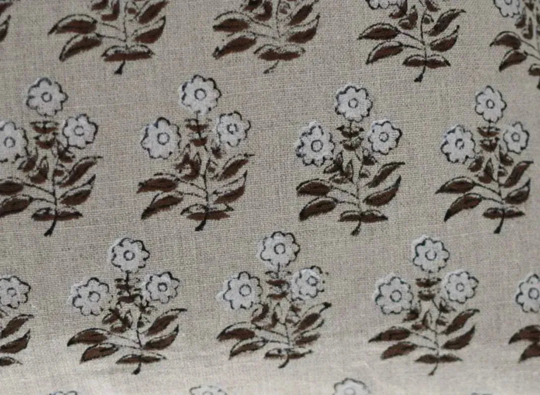 Elowen Block Print Handloom Linen Fabric