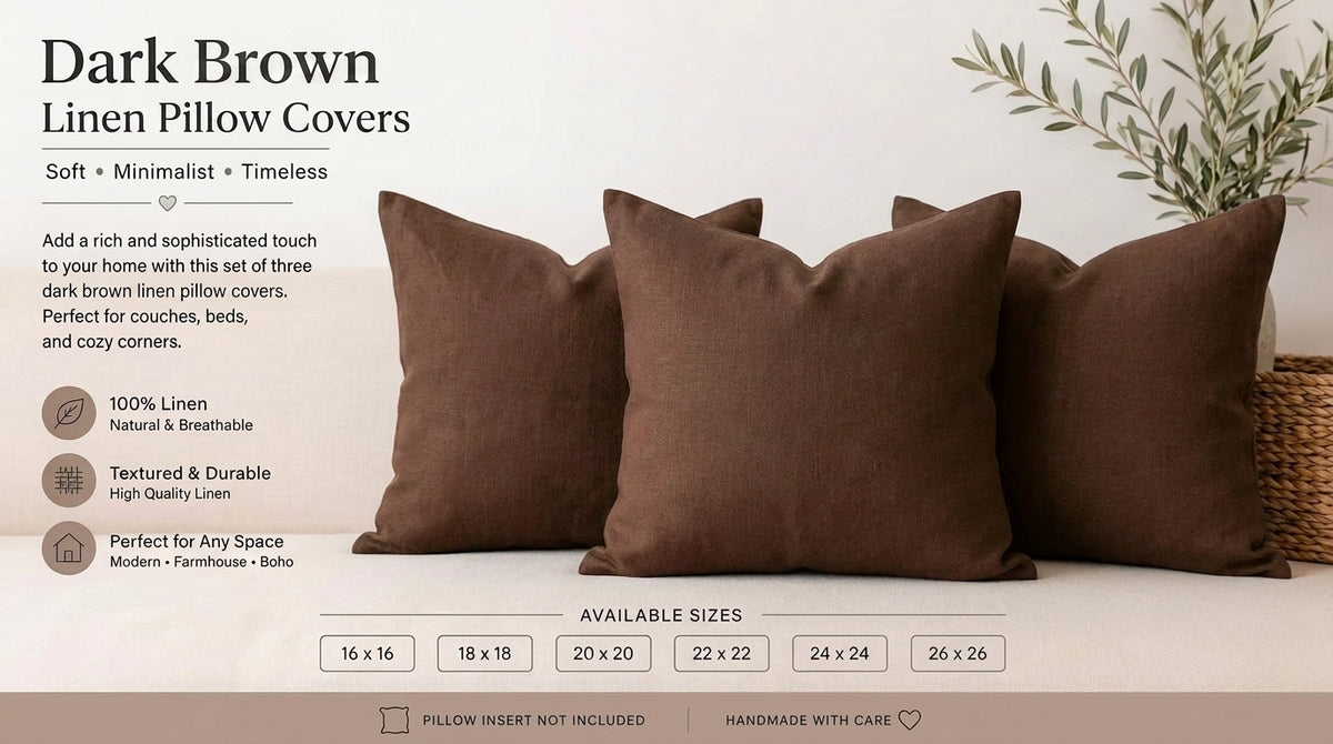 Nadoj Brown solid Linen Pillow Cover