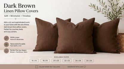 Nadoj Brown solid Linen Pillow Cover