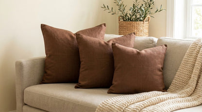 Nadoj Brown solid Linen Pillow Cover
