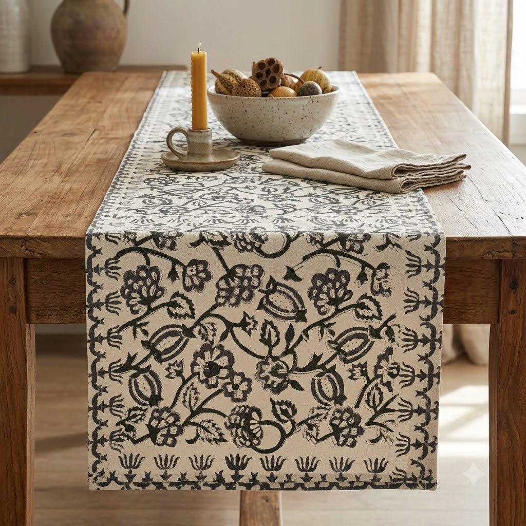 Aroiv Forest Green Cotton Table Runner