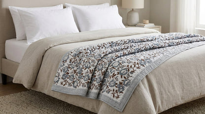 Wesley Floral Hand Block Printe Quilt